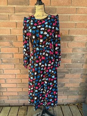 J. Crew Ruffle Tiered Midi Dress Black Floral  Size 2